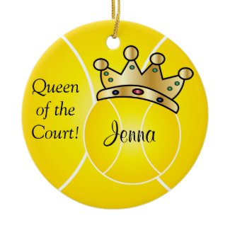Yellow Tennis Ball| Queen of the Court Personalize Ceramic Ornament