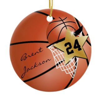 Personalize Super Star Player Basketball Ceramic Ornament