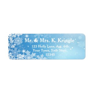 Winter Snowflakes On Blue Address Labels