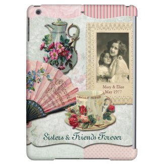 Vintage French Floral Teacup Pink Fan Lace Frame iPad Air Case