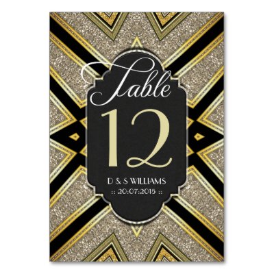 Art Deco Goldy Wedding Table Number Cards