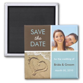 Blue and Brown Photo Save the Date Magnets