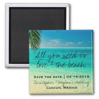 Love and The Beach Wedding Save Date Magnets