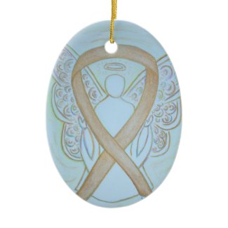 Pastel Gold Awareness Ribbon Angel Ornament