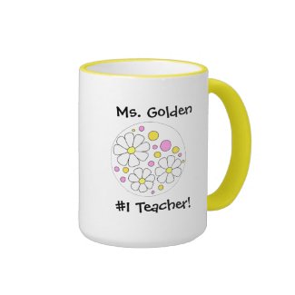 Modern Daisy Flowers Teacher Gift Ringer Mug