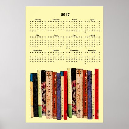 Books Abstract on Yellow 2017 Calendar Poster