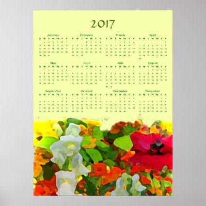 Flower Garden 2017 Floral Nature Calendar Poster
