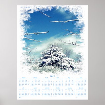 Snowy Winter Tree 2017 Nature Calendar Poster