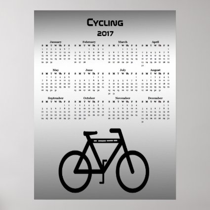 Black Silver Bicycle 2017 Sports Calendar Poster