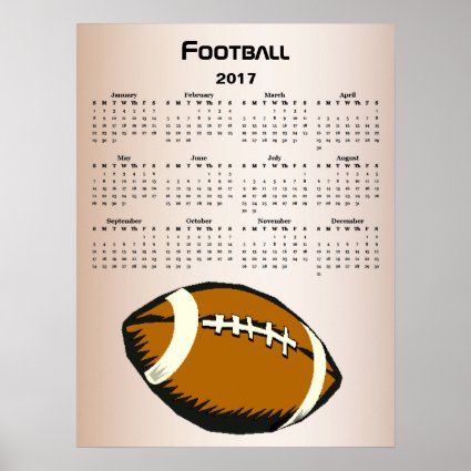 Brown and Black 2017 Football Sports Calendar Poster