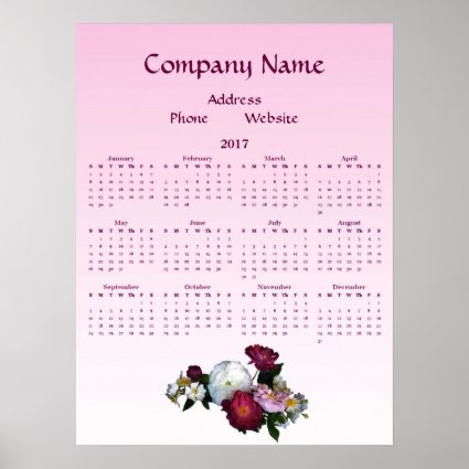 Roses Business Promotional 2017 Calendar Poster