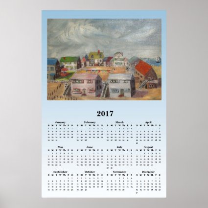 Ocean Beach Houses 2017 Scenic Calendar Poster