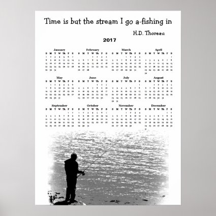 Thoreau Time Fishing Stream 2017 Calendar Poster