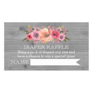 Baby Shower Diaper Raffle Card Rustic Wood Floral