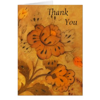 Golden Inlay Flowers Thank You Card