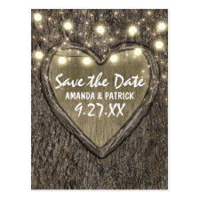 String Lights Carved Oak Tree Save The Date Cards