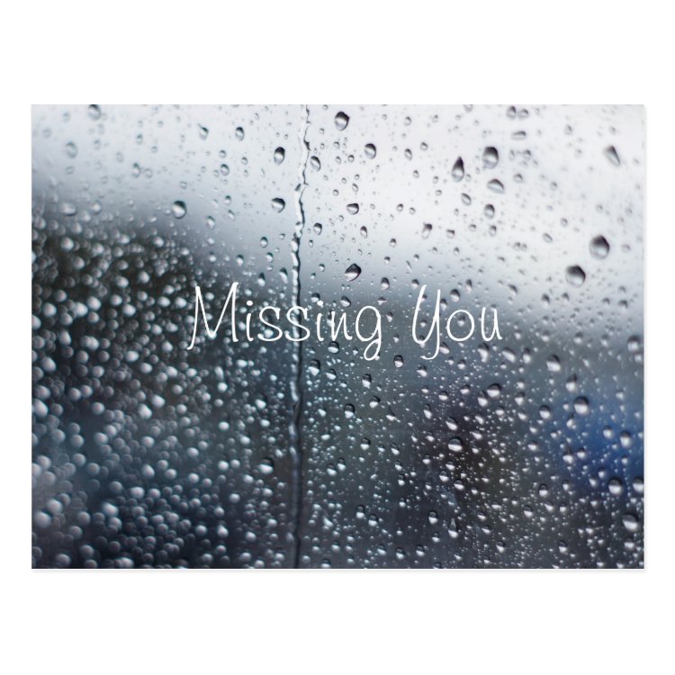 Customizable Missing You Rain Postcard
