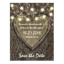 Country Rustic Carved Oak Tree Save The Date Cards