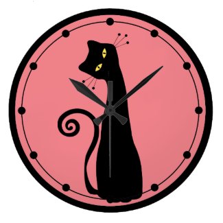 *Custom Color* Black Cat Wall Clock