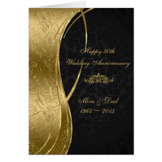 Elegant Black & Gold Damasks Card