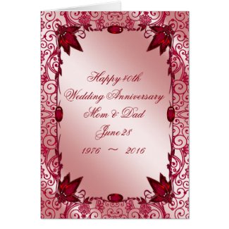 Ruby 40th Wedding Anniversary Greeting Card