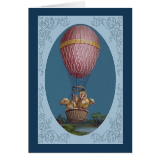 Vintage Easter Card - Easter Chicks in Balloon