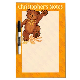 Brown Teddy Bear With Orange Bow Dry Erase Board