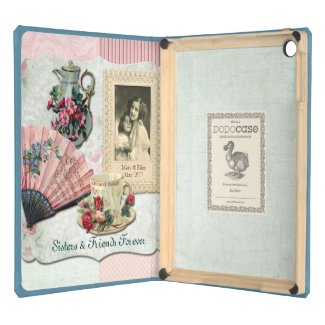 Vintage French Floral Teacup Pink Fan Lace Frame iPad Air Covers