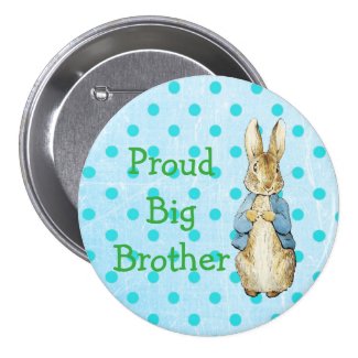 Proud Big Brother Button for Vintage Baby Shower