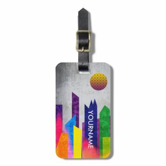 Summer Night City Colorful Trendy Flat Geometric Tag For Luggage