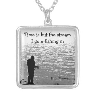Time is but the Stream Square Pendant Necklace