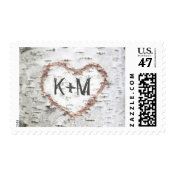 birch tree postage stamps for rustic weddings