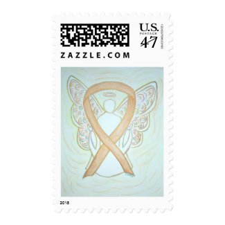Gold Awareness Ribbon Angel Childhood Cancer Stamp
