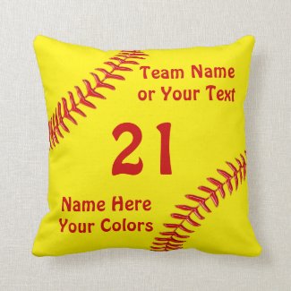 Personalized Softball Team Gifts, Softball Pillows