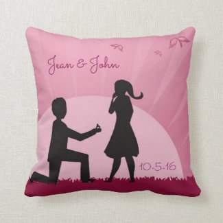 Proposal Throw Pillow With Couple Silhouette