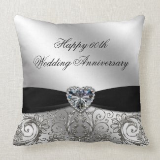 60th Diamond Wedding Anniversary Throw Pillow