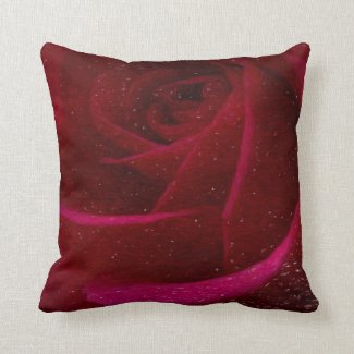 A Burgundy Rose in Snow Throw Pillow