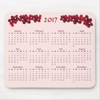 Red Rose Garden Flowers 2017 Calendar Mousepad