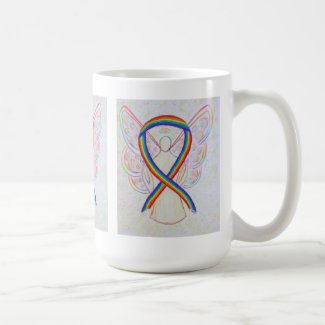 Rainbow Awareness Ribbon Angel Art Mug