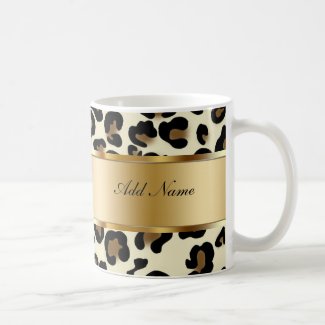 Monogram Coffee Mugs Leopard