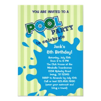 Pool Party Summer Birthday Invitation