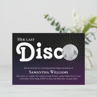 Her Last Disco Bachelorette Party Invitation