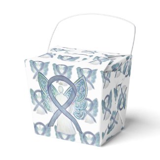 Gray Angel Awareness Ribbon Take Out Favor Boxes