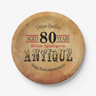 Aged, Antique and Vintage 90th Birthday Design Paper Plate