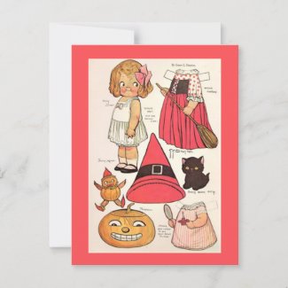 Adorable Halloween Witch 🎃  Paper Dolls  Postcard