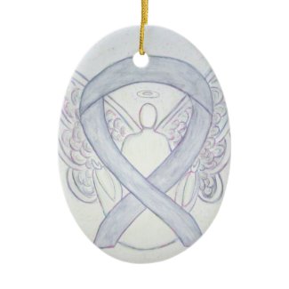 Light Gray Awareness Ribbon Angel Ornament