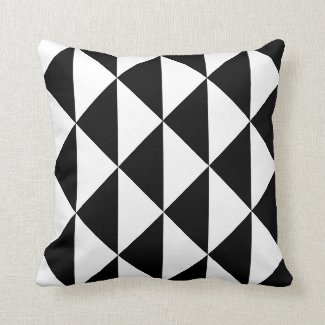 Diagonal Color Block Black and White Throw Pillow
