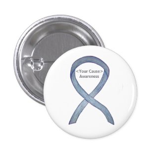 Gray Awareness Ribbon Custom Messages Button Pin