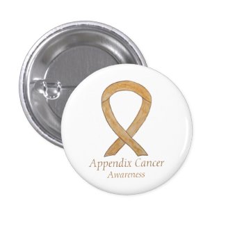 Appendix Cancer Amber Awareness Ribbon Button Pin