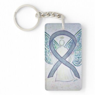 Gray Awareness Ribbon Angel Key chain
